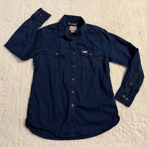 Ariat Women’s Rebar Washed Twill Dark Blue Work Shirt Size Small EUC
